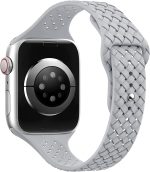 HOTLOVE Silicone Slim Bands Compatible with Apple Watch Band 38mm 40mm 41mm 42mm 44mm 45mm 49mm, Slim Thin Narrow Sport Strap Breathable Wristbands for iWatch Ultra Series SE 8 7 6 5 4 3 2 Women Men